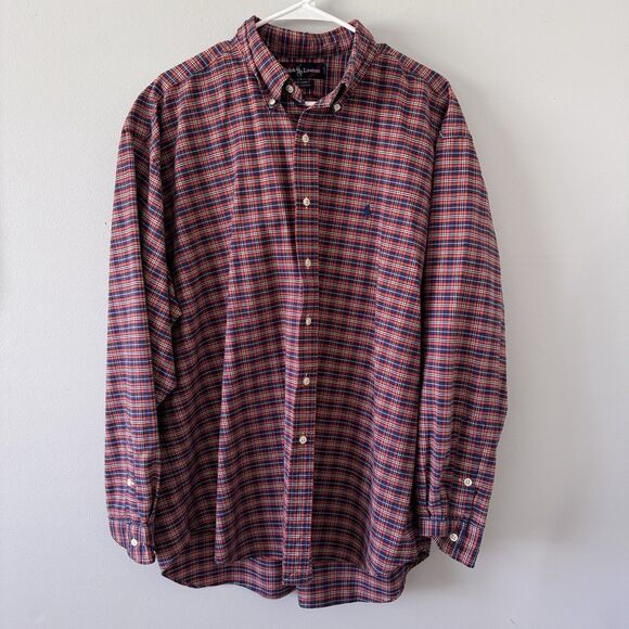 Ralph Lauren Big Shirt 100% Cotton Casual Button Down Red and Blue Plaid SIze XL - Picture 3 of 7